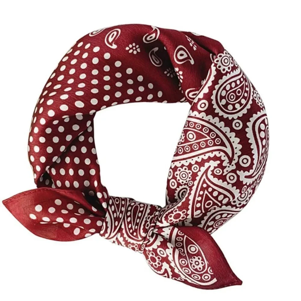 Red Dot and Paisley Mulberry Silk Neck Scarf